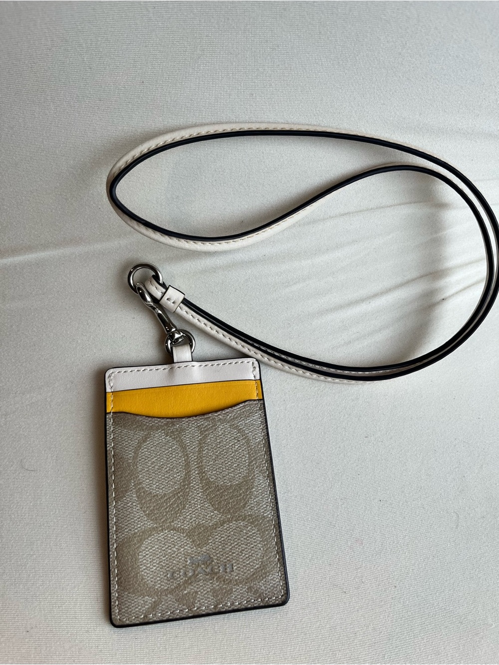 Coach White Leather ID Holder with Silver Hardware